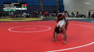 141 lbs Quarterfinal - Michael Torres, Menlo (Calif.) vs Santino Sanchez, CSU Bakersfield