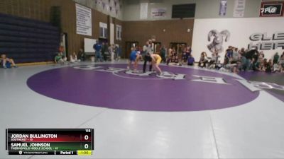 115 lbs Finals (2 Team) - Jordan Bullington, Southeast vs Samuel Johnson, Thermopolis Middle School