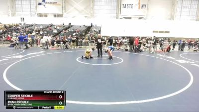 110 lbs Champ. Round 2 - Ryan Proulx, BH-BL Youth Wrestling vs Cooper Stickle, Club Not Listed