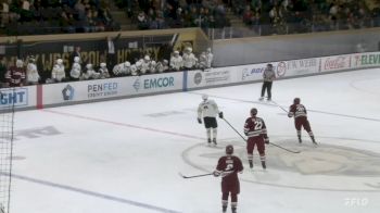 Army Head Coach Zach McKelvie Makes Leaping Catch On Bench