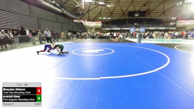 98 lbs Cons. Sub-rd Of 16 - Brayden Nelson, Twin City Wrestling Club vs Everett Kiser, Port Angeles Wrestling Club