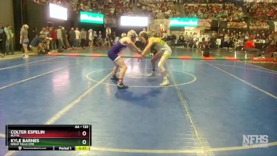 AA - 120 lbs Cons. Round 1 - Kyle Barnes, Great Falls CMR vs Colter Espelin, Butte