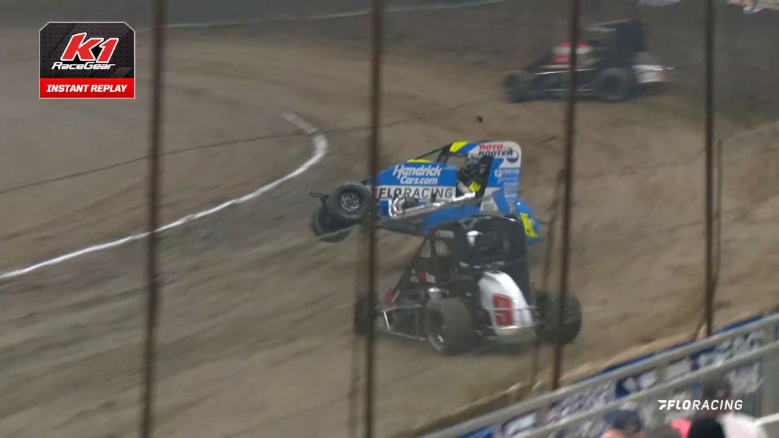 Kyle Larson Nearly Flips In Chili Bowl Heat Race