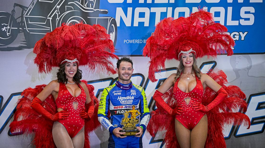 Kyle Larson Reacts After His Ninth Chili Bowl Prelim Victory