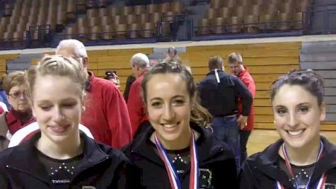 Brown Gymnasts Lauren Hall, Michelle Shnayder, and Emily Lutfey