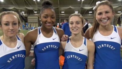 Cally Macumber and Kentucky girls all smiles after DMR 2013 Alex Wilson Invitational