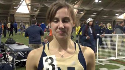 Rebecca Tracy crazy excited after a meet and facility record at home as a senior 2013 Alex Wilson Invitational