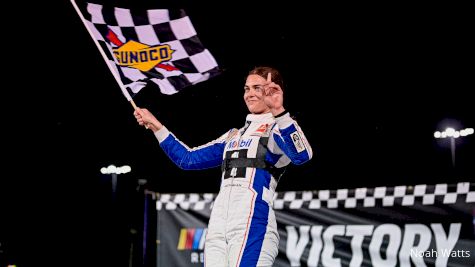 Jade Avedisian Reacts After First Career Pavement Super Late Model Win