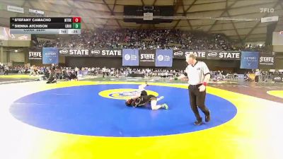 Girls 1B/2B/1A 145 Cons. Semi - Sienna Atchison, Lake Roosevelt (Girls) vs Stefany Camacho, Mount Baker (Girls)