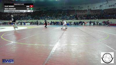 128 lbs Consi Of 16 #2 - Clay Newby, Ardmore Junior High vs Max Koehler, Union JH