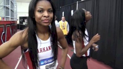 Regina George after qualifying from fastest 400m section at 2013 NCAA Indoor Champs
