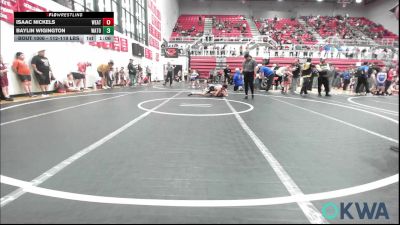 112-119 lbs Quarterfinal - Isaac Nickels, Weatherford Youth Wrestling vs Baylin Wigington, Watonga Youth Wrestling