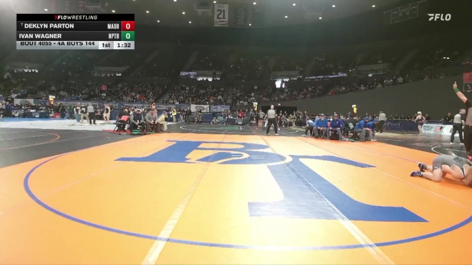 4A Boys 144 lbs Champ. Round 1 - Deklyn Parton, Madras Boys vs Ivan ...