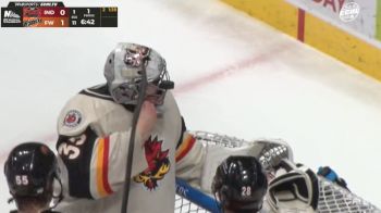 GOTTA SEE IT: Indy Fuel Goalie Mitchell Weeks Gets Puck Lodged In Goalie Mask Making Save
