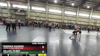 90 lbs Cons. Round 5 - Killian Olsen, North Sanpete Hawk Wrestling vs Maddax Hacking, Uintah Jr High Wrestling