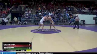 197 lbs 3rd Place Match - Gage Linahon, Central College (Iowa) vs Brady Vogel, Loras College