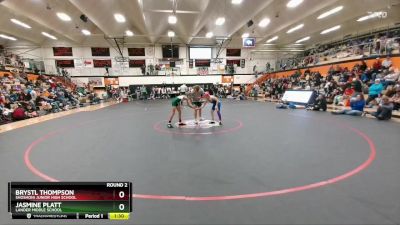 75-83 lbs Round 2 - Brystl Thompson, Shoshoni Junior High School vs Jasmine Platt, Lander Middle School