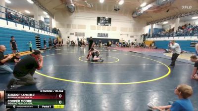 151-164 lbs Round 2 - August Sanchez, Riverton Middle School vs Cooper Moore, Worland Middle School