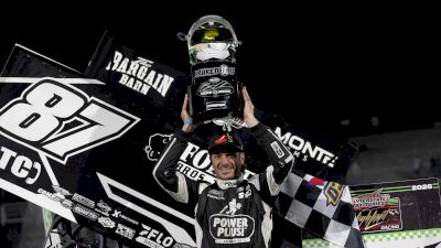 Aaron Reutzel Reacts After Winning The Bryan Clauson Hero Classic At Kokomo
