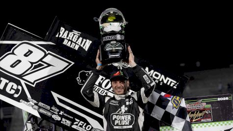 Aaron Reutzel Reacts After Winning The Bryan Clauson Hero Classic At Kokomo