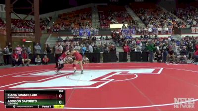 120 lbs Quarterfinal - Addison Saporito, Columbus vs Kiana Grandclair, Hoisington