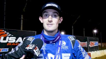 Mitchel Moles Reacts After Hanging On In USAC Sprint Car Feature At Red Hill