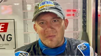 Devin Moran reacts after winning Saturday's Lucas Oil Firecracker 100 at Lernerville Speedway