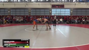 141 lbs Quarterfinal - Hayden Myers, Wesleyan (CT) vs Owen Woolcott, Coast Guard