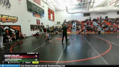 115 lbs Quarterfinal - Jaxen Baxendale, Lovell Middle School vs Xavier Phillips, Shoshoni Junior High School