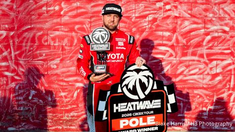 Kaden Honeycutt Reacts After Winning CARS Tour Late Model Stock Car Pole At North Wilkesboro