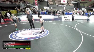 98 lbs Cons. Round 4 - Kash Shayegh, 951 Wrestling Club vs Logan Arenas, Wolf Pack WC