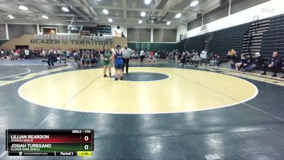 170 lbs Round 1 - Josiah Turegano, Clover Park (Girls) vs Lillian Reardon, Stadium (Girls)