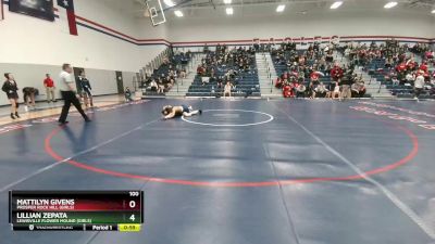 100 lbs Round 1 - Lillian Zepata, Lewisville Flower Mound (Girls) vs Mattilyn Givens, Prosper Rock Hill (Girls)