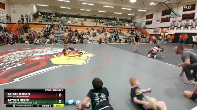 49-53 lbs Cons. Round 2 - Taysen Neeff, Thermopolis Wrestling Club vs Tatum Jensen, Pinedale Pummelers