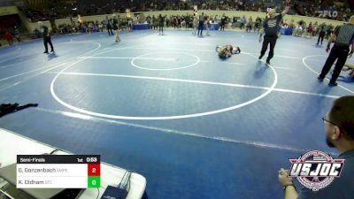 100 lbs Semifinal - Graham Gonzenbach, Amped Wrestling Club vs Kellan Oldham, Shawnee Takedown Club