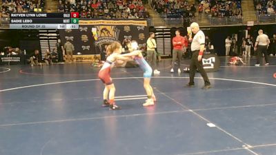 55 lbs Round Of 32 - Rayven Lynn Lowe, Bald Eagle Area vs Sadie Lebo, Northern York
