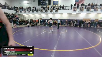 132 lbs Semifinal - Myles Baugh, Worland Middle School vs Owen Jones, Powell Middle School