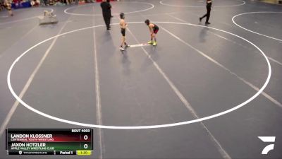 58 lbs Champ. Round 1 - Landon Klossner, Centennial Youth Wrestling vs Jaxon Hotzler, Apple Valley Wrestling Club