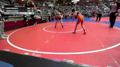 76 lbs Cons. Semi - Kage Fawcett, Honey Badger Wrestling Club vs Abram Carney, Springdale Youth Wrestling Club