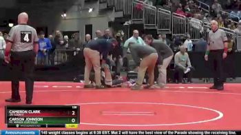 138 lbs Champ. Round 1 - Cameron Clark, Jay County vs Carson Johnson, Mt. Vernon (Fortville)