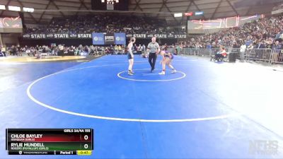 Girls 3A/4A 155 7th Place Match - Rylie Mundell, Rogers (Puyallup) (Girls) vs Chloe Bayley, Issaquah (Girls)