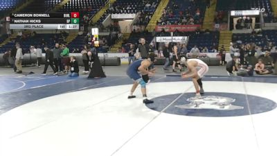 165 lbs 3rd Place - Cameron Bonnell, Burlington vs Nathan Hicks, Bristol-Plymouth