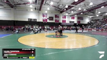 100 lbs Quarterfinal - Alana Thompson, Citrus Valley vs Sofia Kawano, Buena