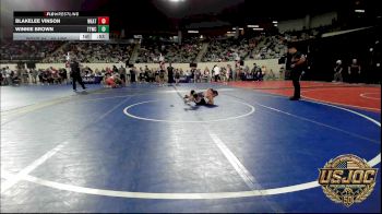 65 lbs Consi Of 4 - Blakelee Vinson, Weatherford Youth Wrestling vs Winnie Brown, Team Tulsa Wrestling Club