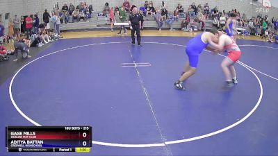 215 lbs Cons. Round 2 - Gage Mills, Siuslaw Mat Club vs Aditya Battan, Creswell Highschool