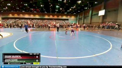 107-117 lbs Round 2 - Jaxon Baker, Spanish Springs Wrestling Club vs Julian Valencia, Buckaroo Wrestling Club