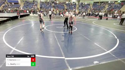 85 lbs Round Of 16 - Teagun Samora, Montezuma Cortez vs Levi Beatty, West Middle School