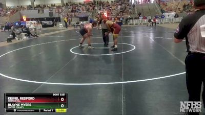 AA 285 lbs Semifinal - Blayne Myers, Coffee County vs Keimel Redford, Science Hill