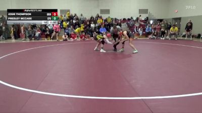 122-124 lbs 1st Place Match - Josie Thompson, Grinnell Girls vs Presley McCabe, Center Point-Urbana Girls