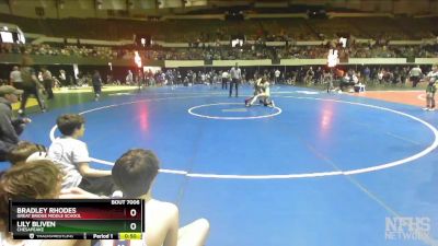 100 lbs Quarterfinal - Bradley Rhodes, Great Bridge Middle School vs Lily Bliven, Chesapeake